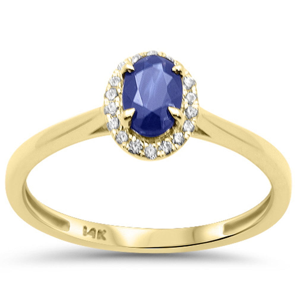 SPECIAL! .64ct G SI 14K Yellow Gold Diamond & Blue Sapphire Gemstone Ring Size 6.5