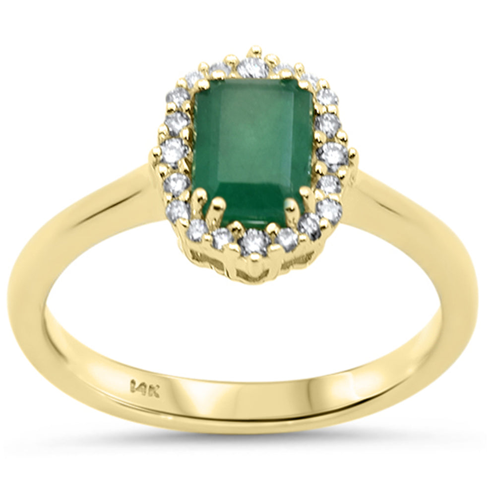 SPECIAL!1.23ct G SI 14K Yellow Gold Diamond & Emerald Gemstone Ring Size 6.5