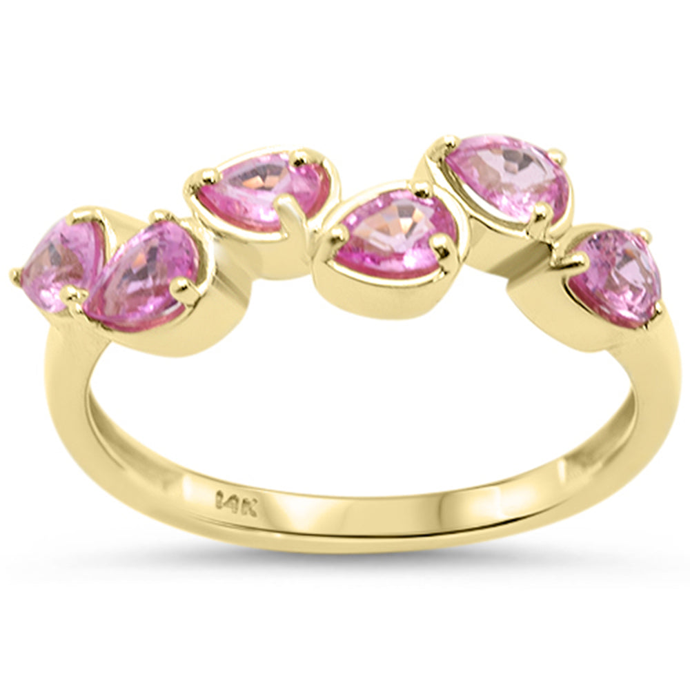 SPECIAL!.81ct 14K Yellow Gold Pink Sapphire Gemstone Band Ring  Size 6.5