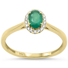 SPECIAL!.63ct G SI 14K Yellow Gold Diamond & Oval Shape Emerald Gemstone Ring  Size 6.5