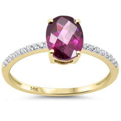 SPECIAL! 1.85ct G SI 14K Yellow Gold Diamond & Rhodolite Gemstone Ring Size 6.5