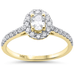 SPECIAL! .70ct G SI 14K Yellow Gold & Oval Diamond Halo Engagement Ring Size 6.5