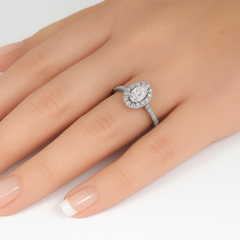 SPECIAL! .71ct G SI 14K White Gold Diamond Halo Style Oval Engagement Ring Size 6.5