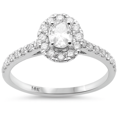 SPECIAL! .71ct G SI 14K White Gold Diamond Halo Style Oval Engagement Ring Size 6.5