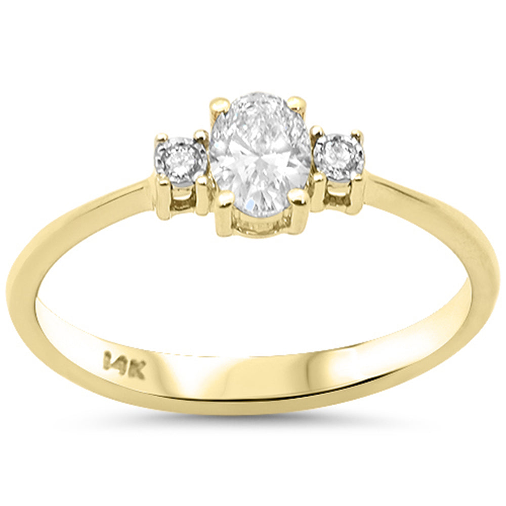 SPECIAL! .33ct G SI 14K Yellow Gold Oval Diamond Three Stone Ring Size 6.5