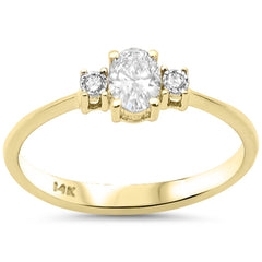 SPECIAL! .33ct G SI 14K Yellow Gold Oval Diamond Three Stone Ring Size 6.5