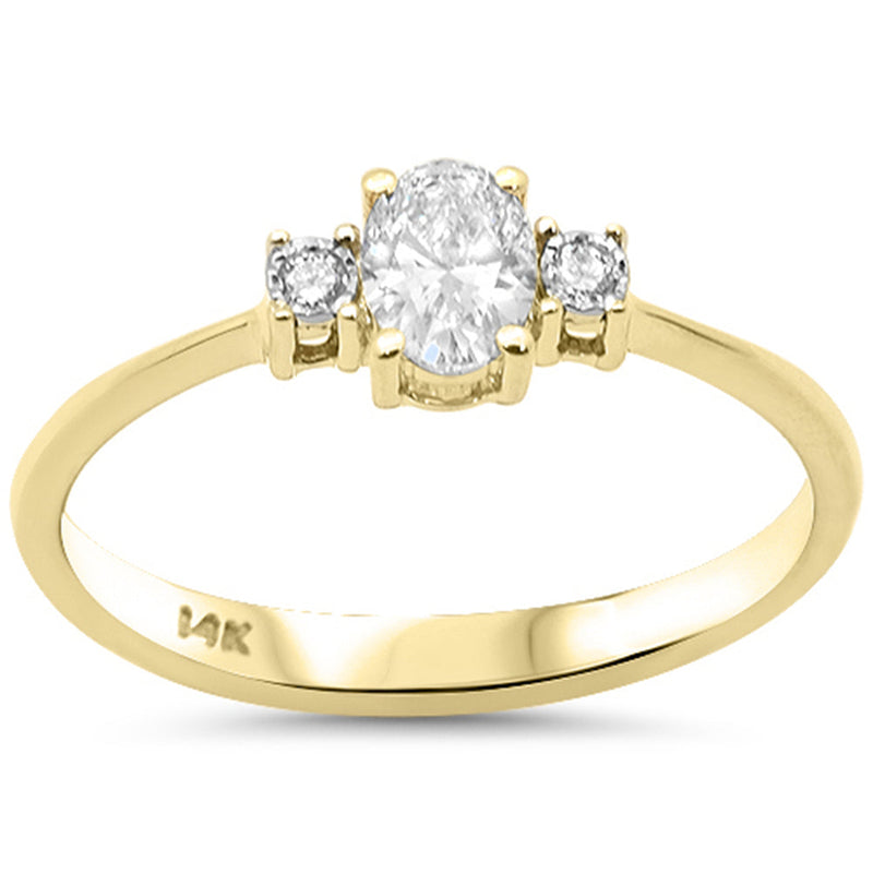 SPECIAL! .33ct G SI 14K Yellow Gold Oval Diamond Three Stone Ring Size 6.5