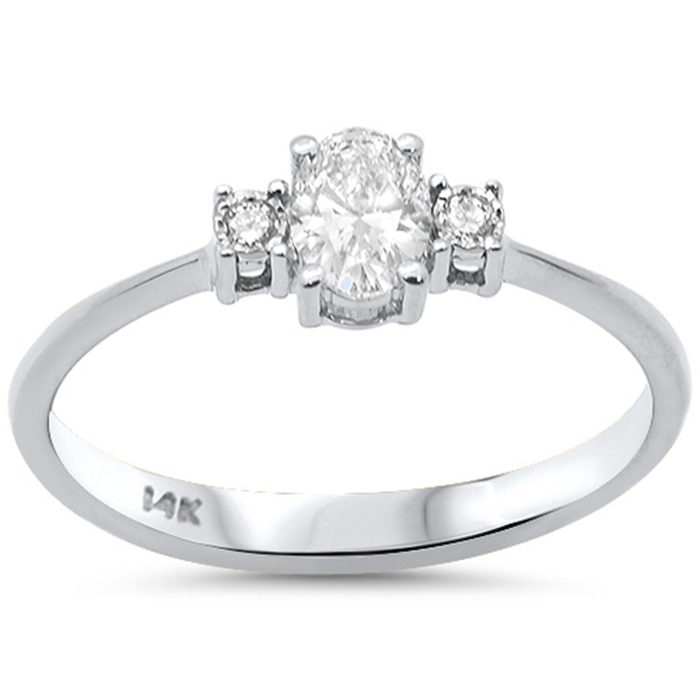 SPECIAL! .33ct G SI 14K White Gold Oval Diamond Three Stone Ring Size 6.5