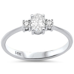 SPECIAL! .33ct G SI 14K White Gold Oval Diamond Three Stone Ring Size 6.5