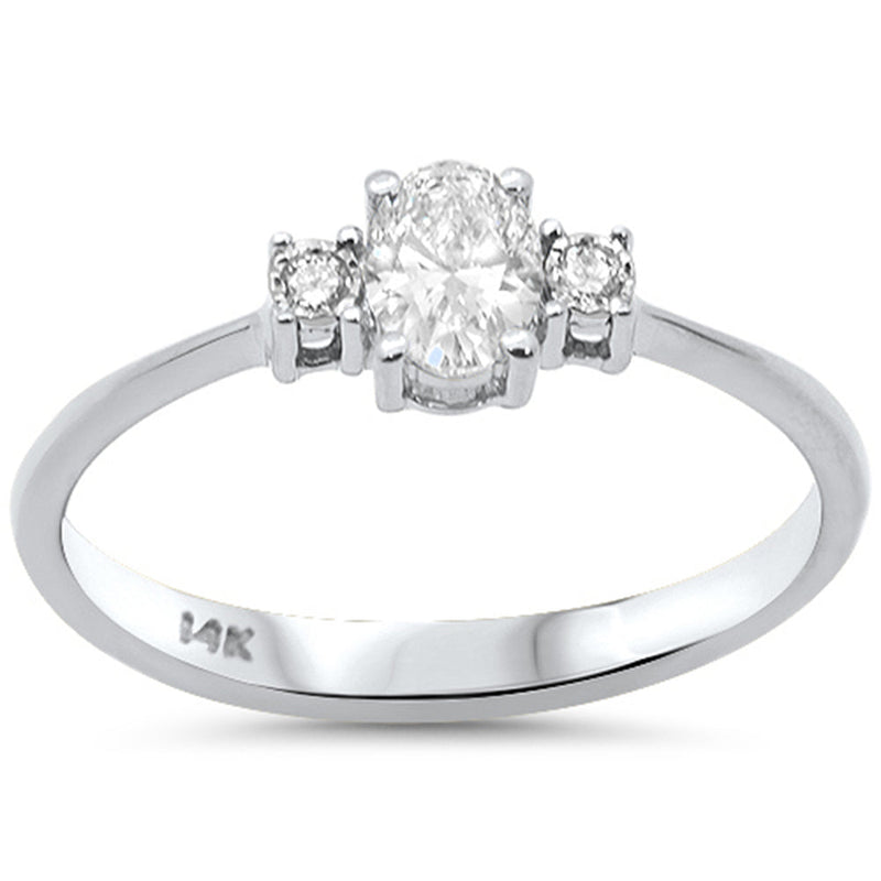 SPECIAL! .33ct G SI 14K White Gold Oval Diamond Three Stone Ring Size 6.5