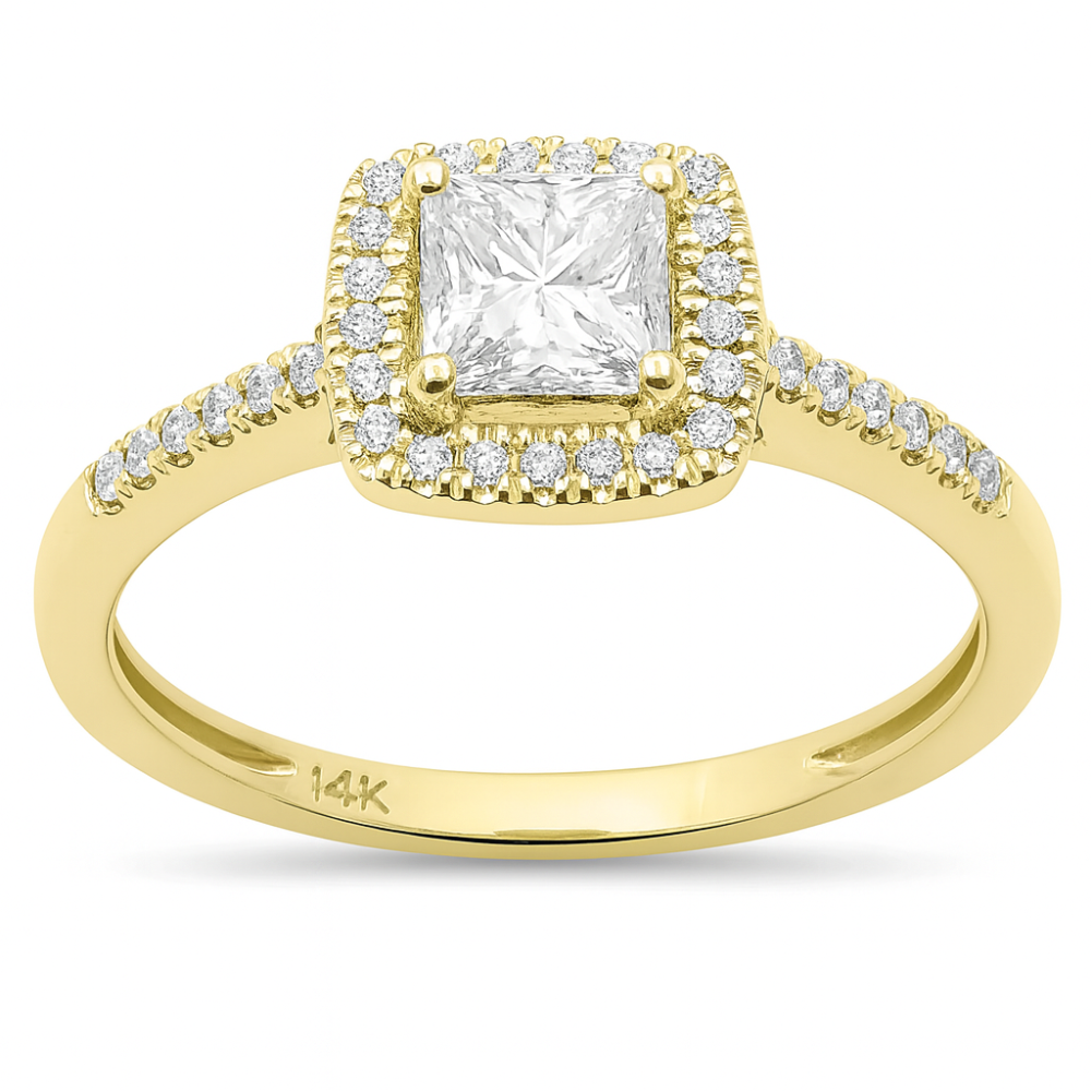 SPECIAL! .64ct G SI 14K Yellow Gold Princess Cut Diamond Engagement Ring Size 6.5