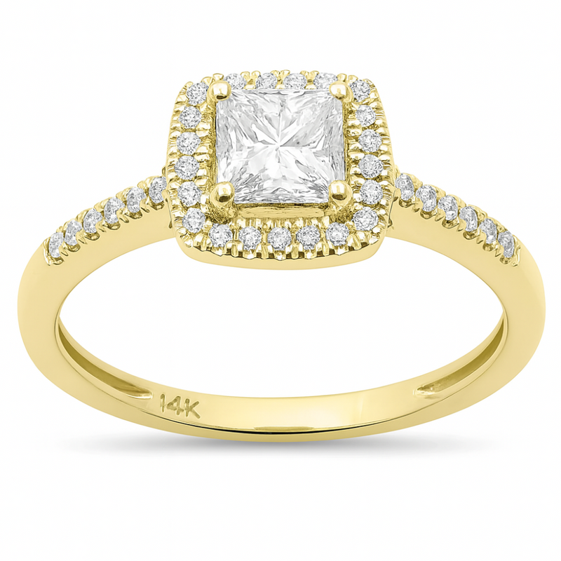 SPECIAL! .64ct G SI 14K Yellow Gold Princess Cut Diamond Engagement Ring Size 6.5