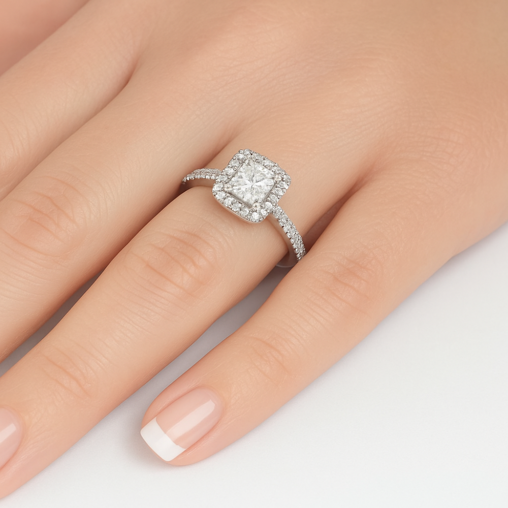 SPECIAL! .64ct G SI 14K White Gold Princess Cut Diamond Engagement Ring Size 6.5