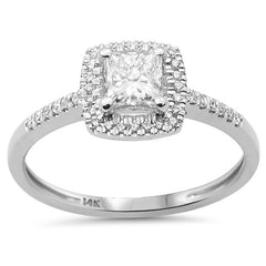 SPECIAL! .64ct G SI 14K White Gold Princess Cut Diamond Engagement Ring Size 6.5