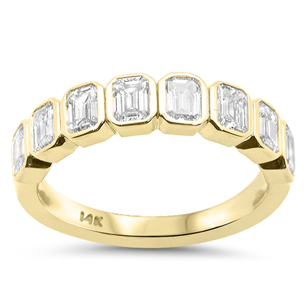 SPECIAL! 1.33ct G SI 14K Yellow Gold Bezel Set Emerald Cut Diamond Eternity Band Size 6.5