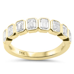 SPECIAL! 1.33ct G SI 14K Yellow Gold Bezel Set Emerald Cut Diamond Eternity Band Size 6.5