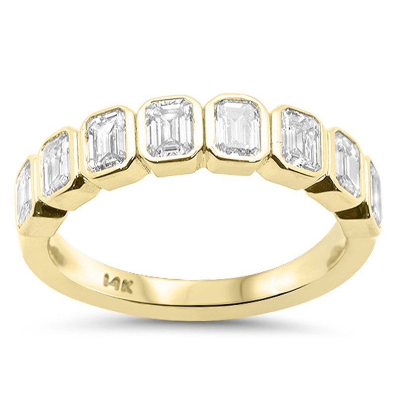 SPECIAL! 1.33ct G SI 14K Yellow Gold Bezel Set Emerald Cut Diamond Eternity Band Size 6.5