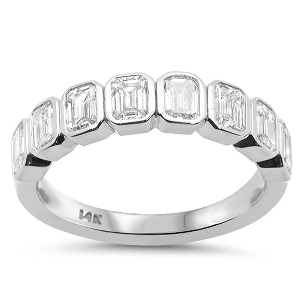 SPECIAL! 1.32ct G SI 14K White Gold Bezel Set Emerald Cut Diamond Eternity Band Size 7