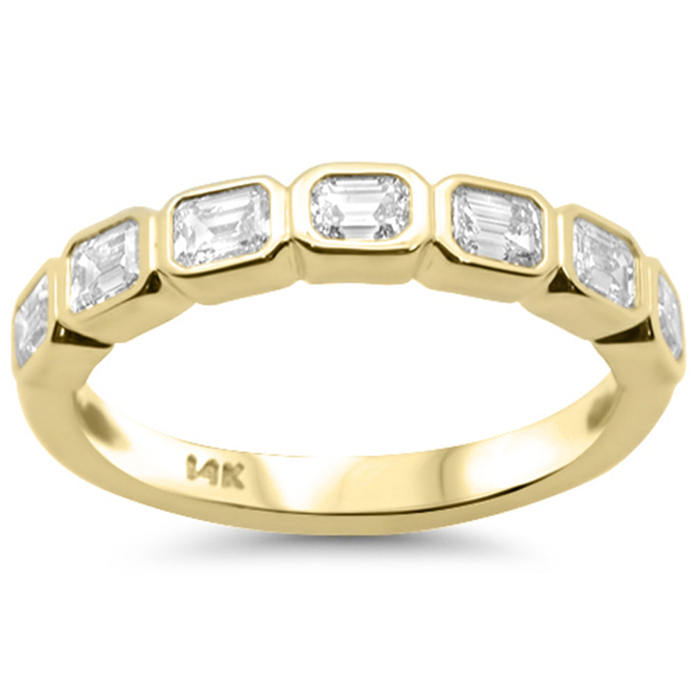 SPECIAL! .58ct G SI 14K Yellow Gold Bezel Set Emerald Cut Diamond Eternity Band Size 6.5