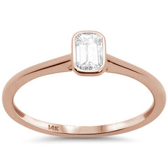 SPECIAL! .20ct G SI 14K Rose Gold Bezel Set Emerald Cut Diamond Engagement Ring Size 6.5