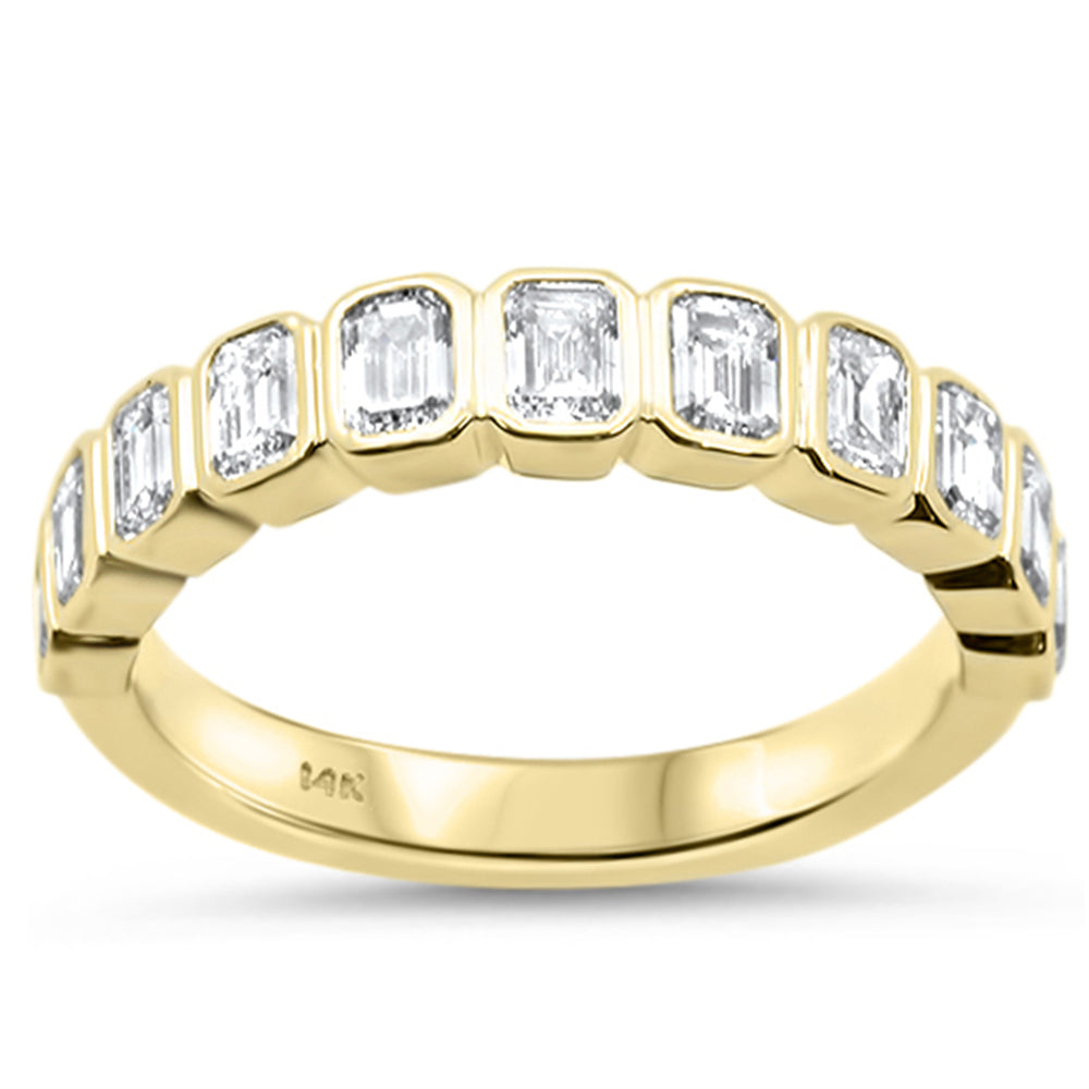 SPECIAL! 1.11ct G SI 14K Yellow Gold Bezel Set Emerald Cut Diamond Eternity Band Size 6.5