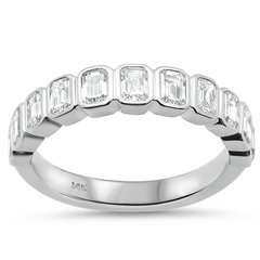 SPECIAL! 1.06ct G SI 14K White Gold Bezel Set Emerald Cut Diamond Eternity Band Size 6.5