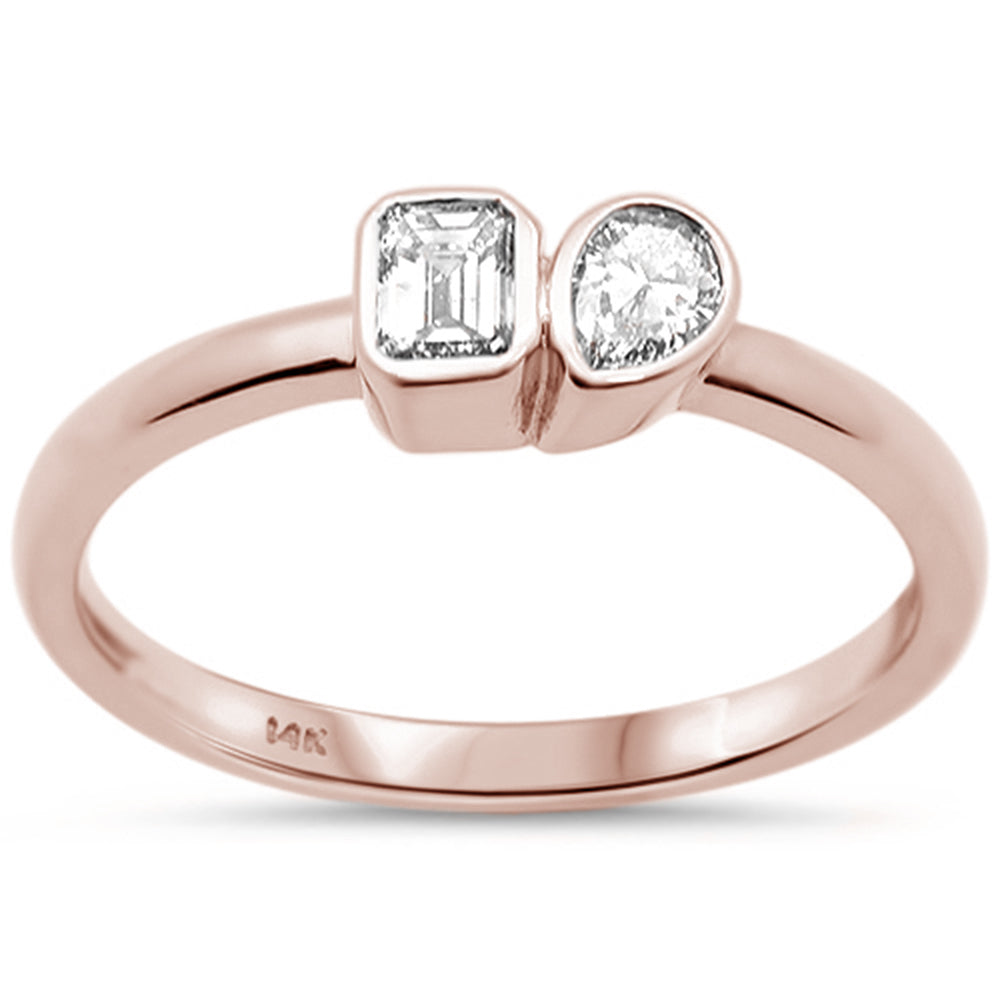 SPECIAL! .27ct G SI 14K Rose Gold Bezel Set Emerald Cut Diamond & Pear Ring Size 7