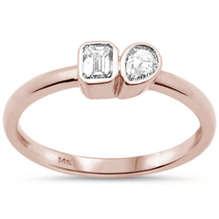 SPECIAL! .27ct G SI 14K Rose Gold Bezel Set Emerald Cut Diamond & Pear Ring Size 7