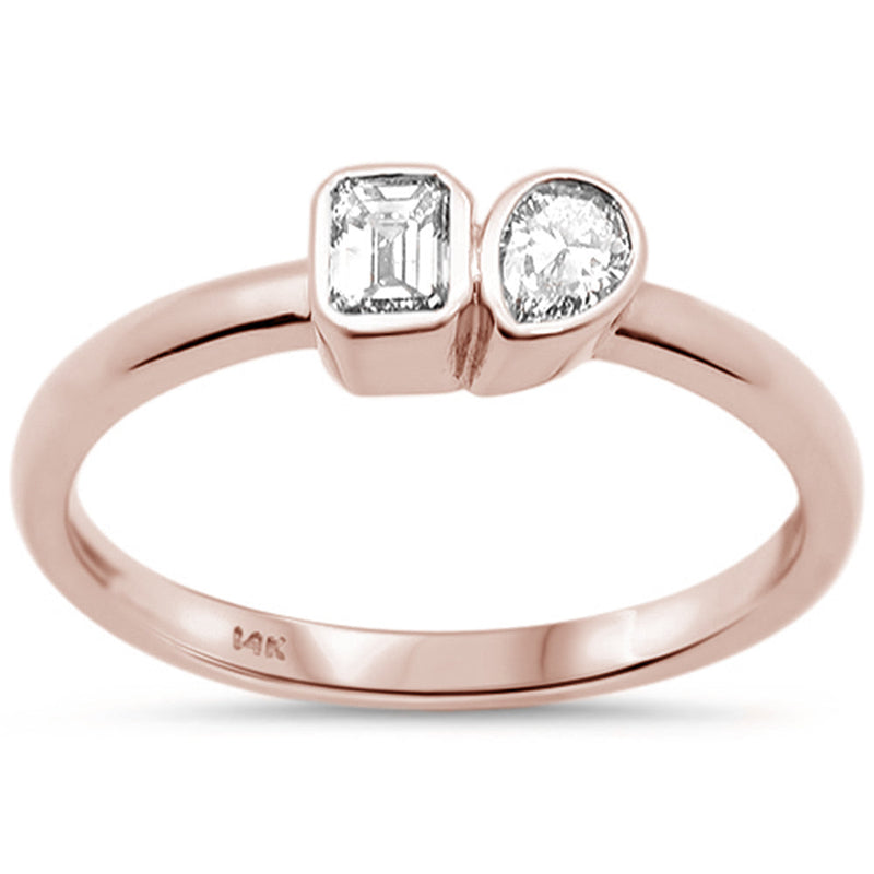 SPECIAL! .27ct G SI 14K Rose Gold Bezel Set Emerald Cut Diamond & Pear Ring Size 7