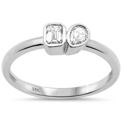 SPECIAL! .29ct G SI 14K White Gold Bezel Set Emerald Cut Diamond & Pear Ring Size 7