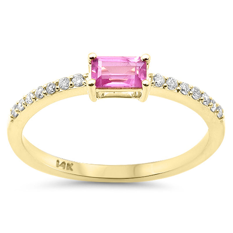 SPECIAL! .37ct G SI 14kt Yellow Gold Diamond & Pink Sapphire Gemstone Ring Size 6.5