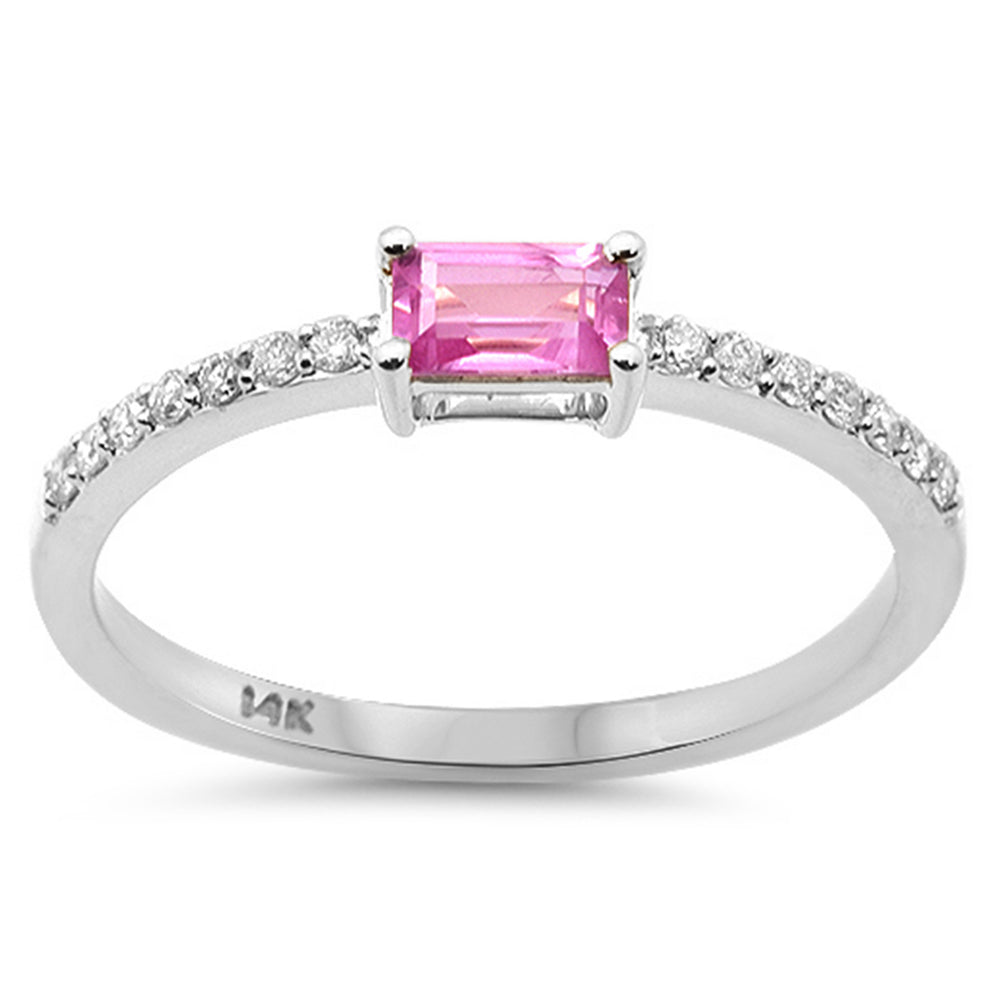 SPECIAL! .42ct G SI 14kt White Gold Diamond & Pink Sapphire Gemstone Ring Size 6.5