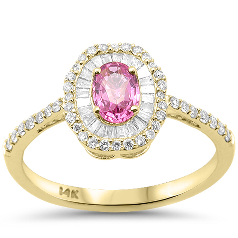 SPECIAL! .85ct G SI 14kt Yellow Gold Diamond & Pink Sapphire Gemstone Ring Size 6.5