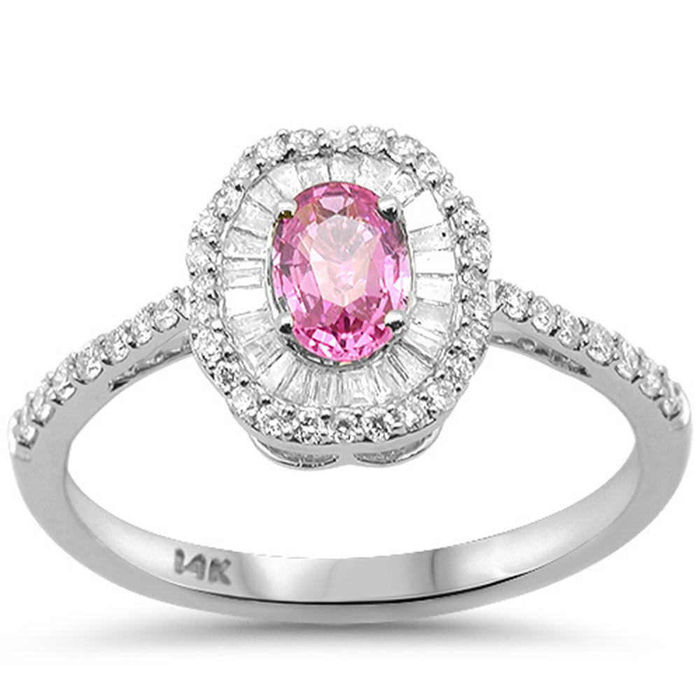 SPECIAL! .85ct G SI 14kt White Gold Diamond & Pink Sapphire Gemstone Ring Size 6.5