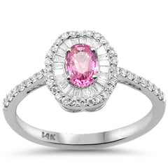 SPECIAL! .85ct G SI 14kt White Gold Diamond & Pink Sapphire Gemstone Ring Size 6.5