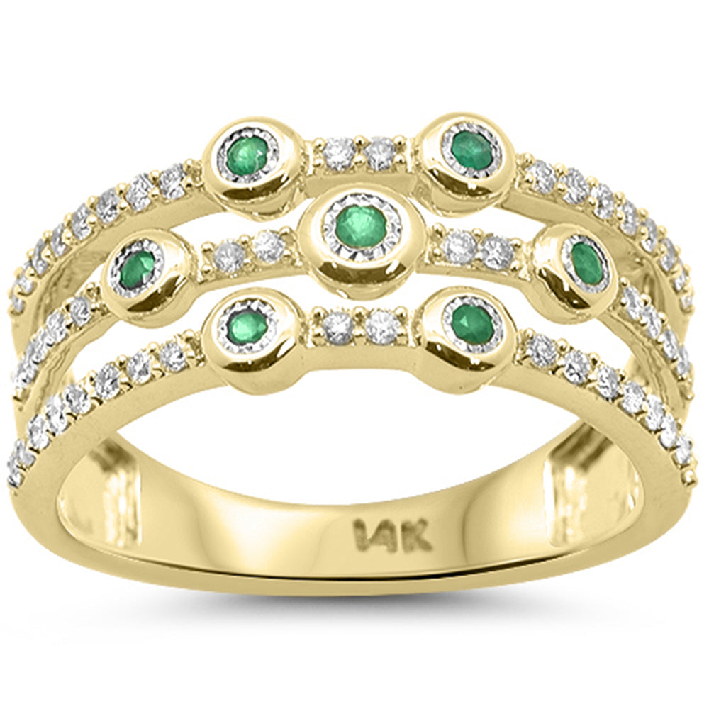 SPECIAL! .36ct G SI 14kt Yellow Gold Diamond & Emerald Gemstone Multi Band Ring Size 6.5