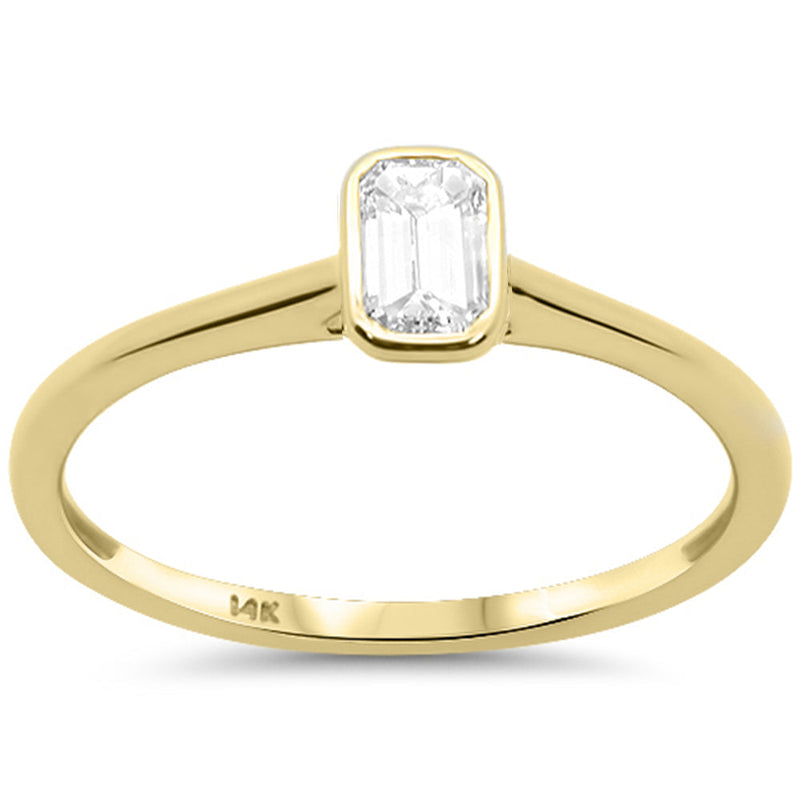 SPECIAL! .29ct G SI 14K Yellow Gold Bezel Set Emerald Cut Diamond Engagement Ring Size 7