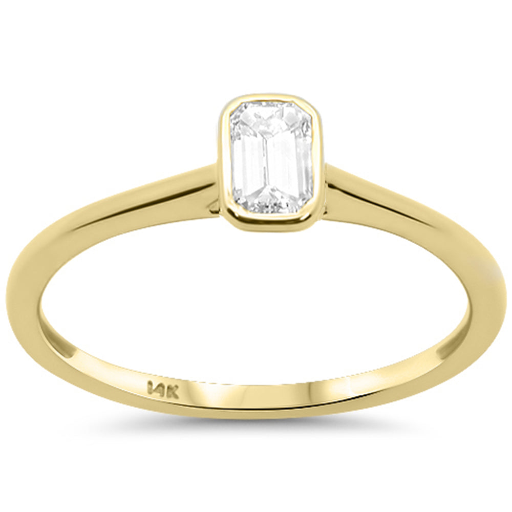SPECIAL! .18ct G SI 14K Yellow Gold Bezel Set Emerald Cut Diamond Engagement Ring Size 7