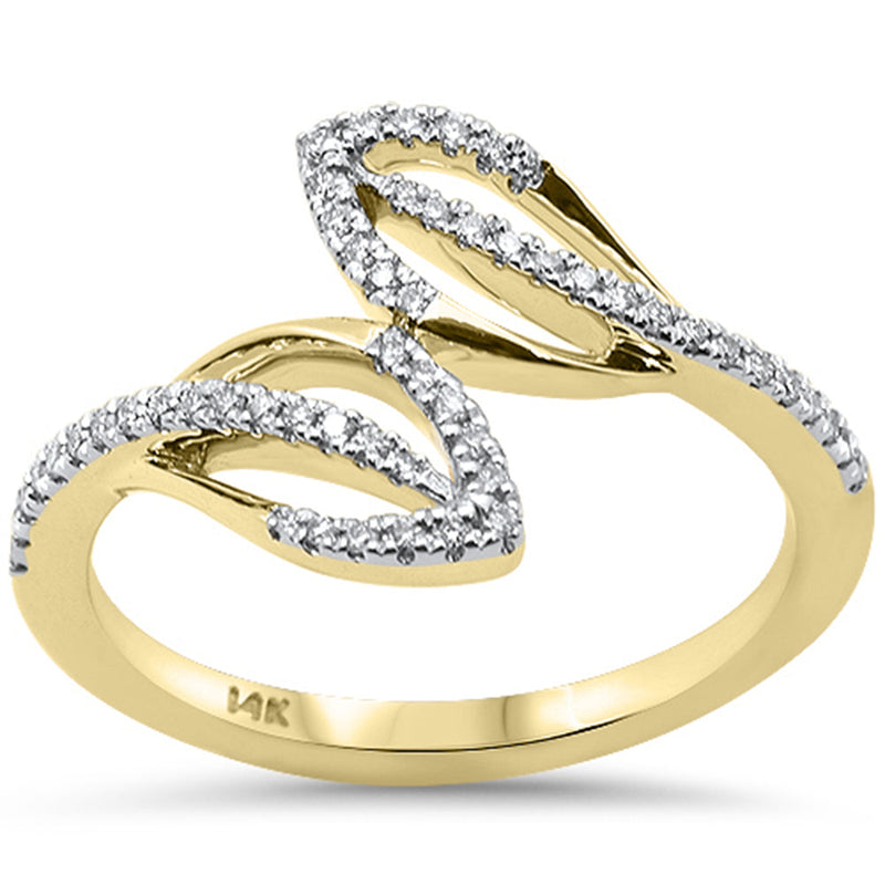 SPECIAL! .19ct G SI 14kt Yellow Gold Diamond Wrap Around Leaf Ring Size 6.5