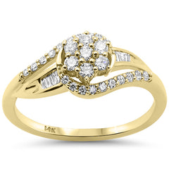 SPECIAL! .34ct G SI 14kt Yellow Gold Round & Baguette Diamond Ring Size 6.5