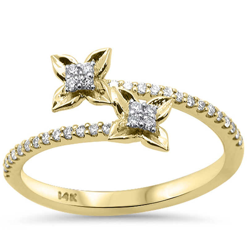 SPECIAL! .19ct G SI 14kt Yellow Gold Round Diamond Flower Wrap around Ring Size 6.5