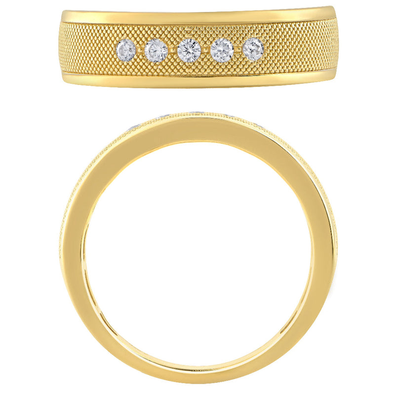 SPECIAL! .15ct G SI 14kt Yellow Gold Men's Round Diamond Modern Band Ring Size 10