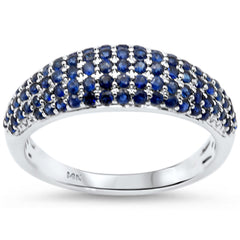 SPECIAL! 0.96ct G SI 14kt White Gold Blue Sapphire Gemstone Pave Set Dome Ring Size 6.5