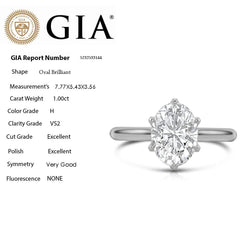 SPECIAL! 1.00ct H-VS2 GIA CERT 14K White Gold Oval Cut Diamond Solitaire Engagement Ring