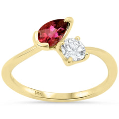 SPECIAL! .75ct G SI 14kt Yellow Gold Diamond & Pink Sapphire Gemstone Ring Size 6.5