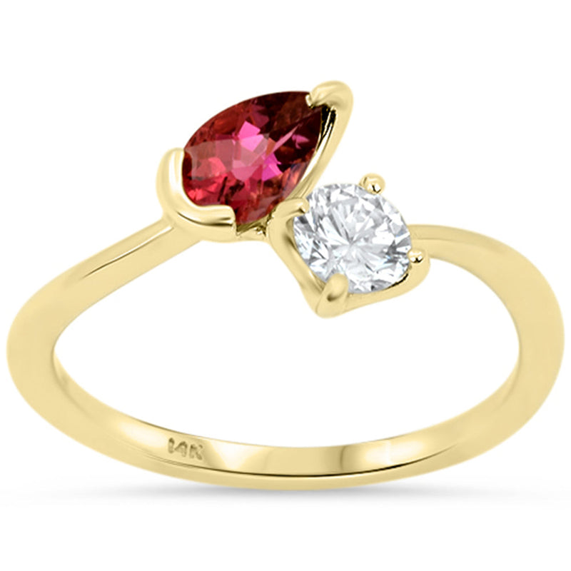 SPECIAL! .75ct G SI 14kt Yellow Gold Diamond & Pink Sapphire Gemstone Ring Size 6.5