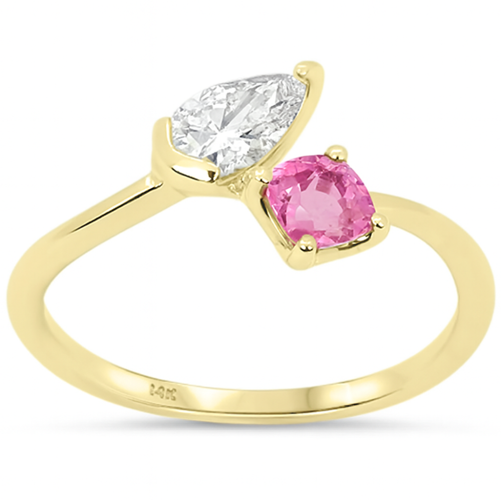 SPECIAL! .70ct G SI 14kt Yellow Gold Diamond & Pink Sapphire Gemstone Ring Size 6.5