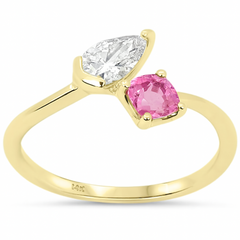 SPECIAL! .70ct G SI 14kt Yellow Gold Diamond & Pink Sapphire Gemstone Ring Size 6.5