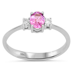 SPECIAL! 0.46ct G SI 14kt White Gold Diamond & Pink Sapphire Three Stone Gemstone Ring Size 6.5