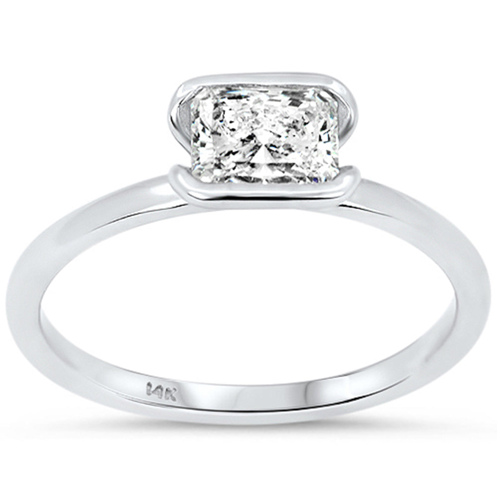 SPECIAL! .70ct G SI 14kt White Gold Diamond Half Bezel Set Radiant Cut Engagement Ring Size 6.5